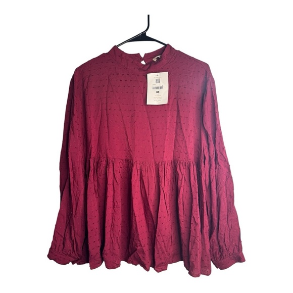 Altar’d State Baby Doll Top In Wine - Picture 1 of 7